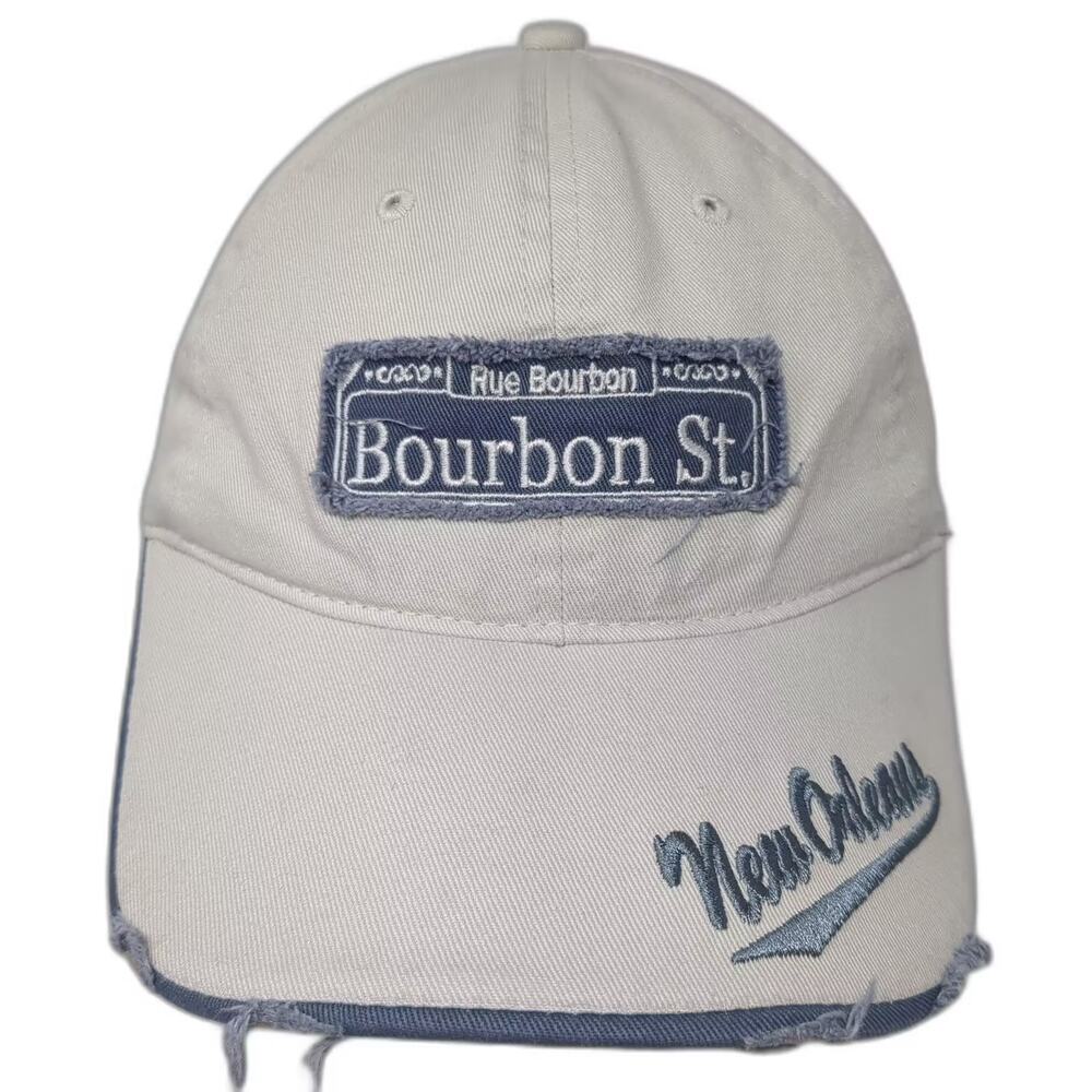 Sun Products Baseball Cap Beige Blue OS New Orleans Bourbon St Distressed Hat